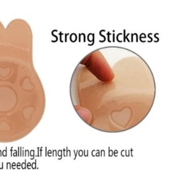 NEW BEIGE BUNNY EARS BREAST LIFT PETALS PASTIES COVERS - Picture 5 of 8